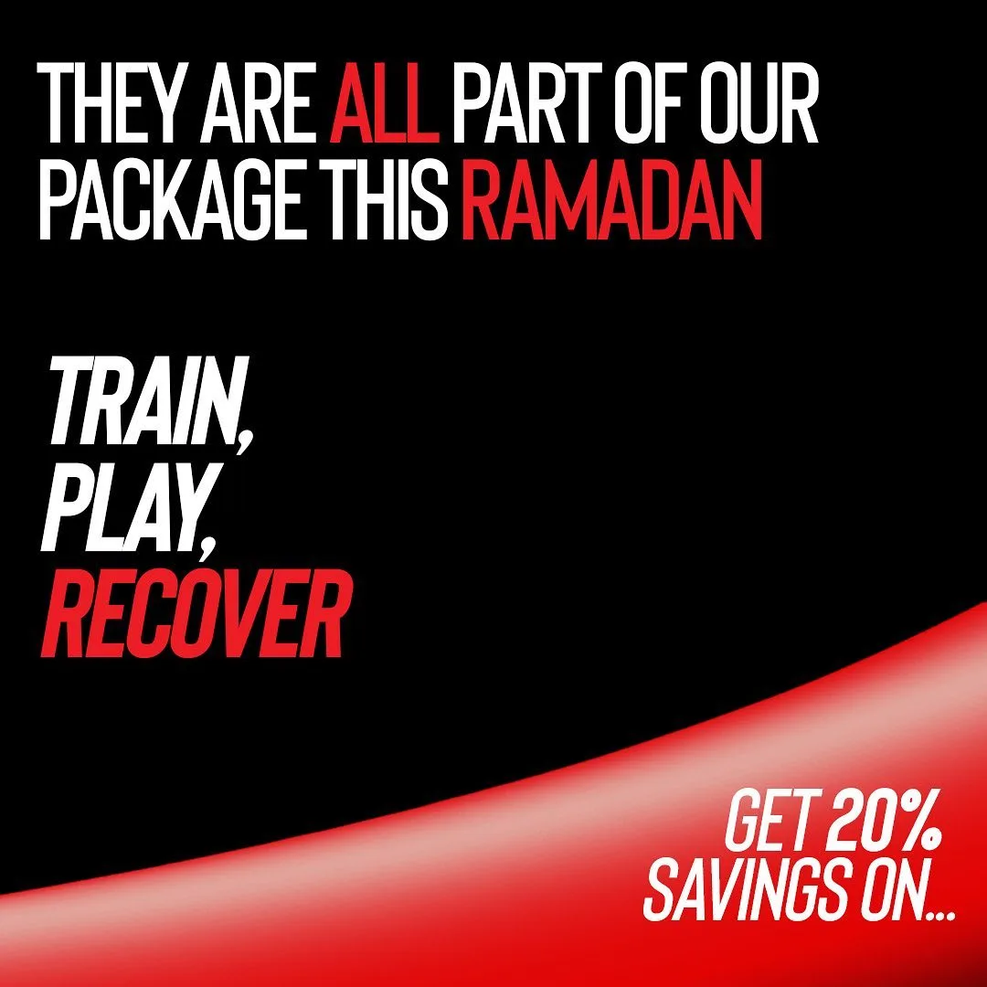 Train, Play, Recover, a ring, a racket, a massage gun, Ramadan 2024 — slide 2